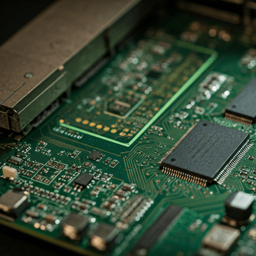 Extreme close-up of a high-end server circuit board